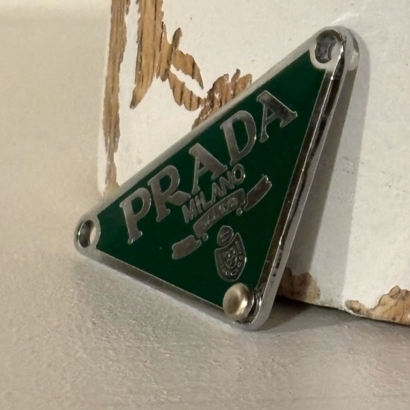 Prada Women's Necklace in Dark Green and Silver - Picture 6 of 7